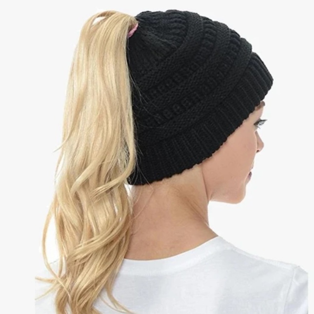 Messy bun beanie